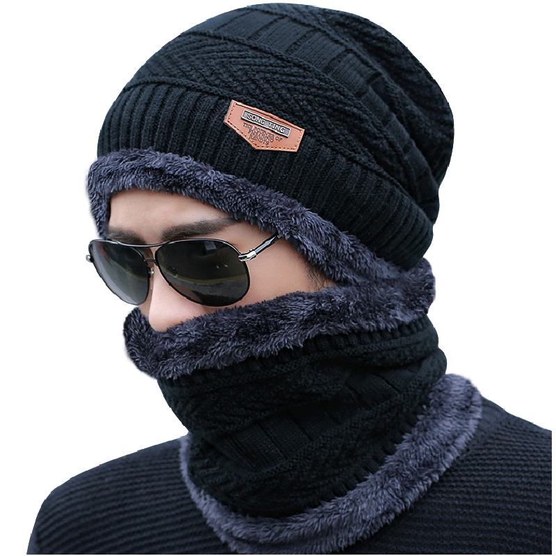 帽子男冬天保暖毛线帽加厚针织帽骑车挡风棉帽秋冬季帽男青年防寒