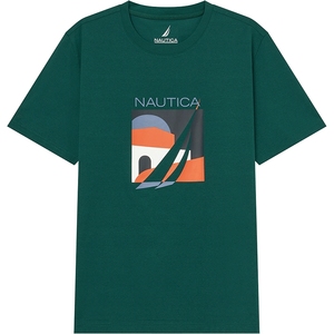 NAUTICA/諾帝卡男裝夏季蛀蟲紗抗菌快干印花短袖T恤TM4204