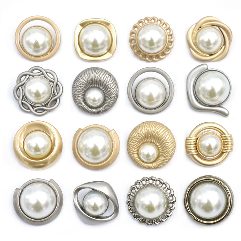 金属珍珠纽扣小香风羊绒大衣圆形大衣外套扣子花型手缝高档女装扣