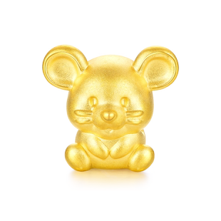 3d硬金 黄金老鼠转运珠999足金开运福鼠本命年十二生肖鼠手链串珠