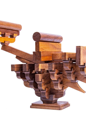 中国古建筑手工榫卯积木黑胡桃实木制斗拱拼装结构榫牟模型教具