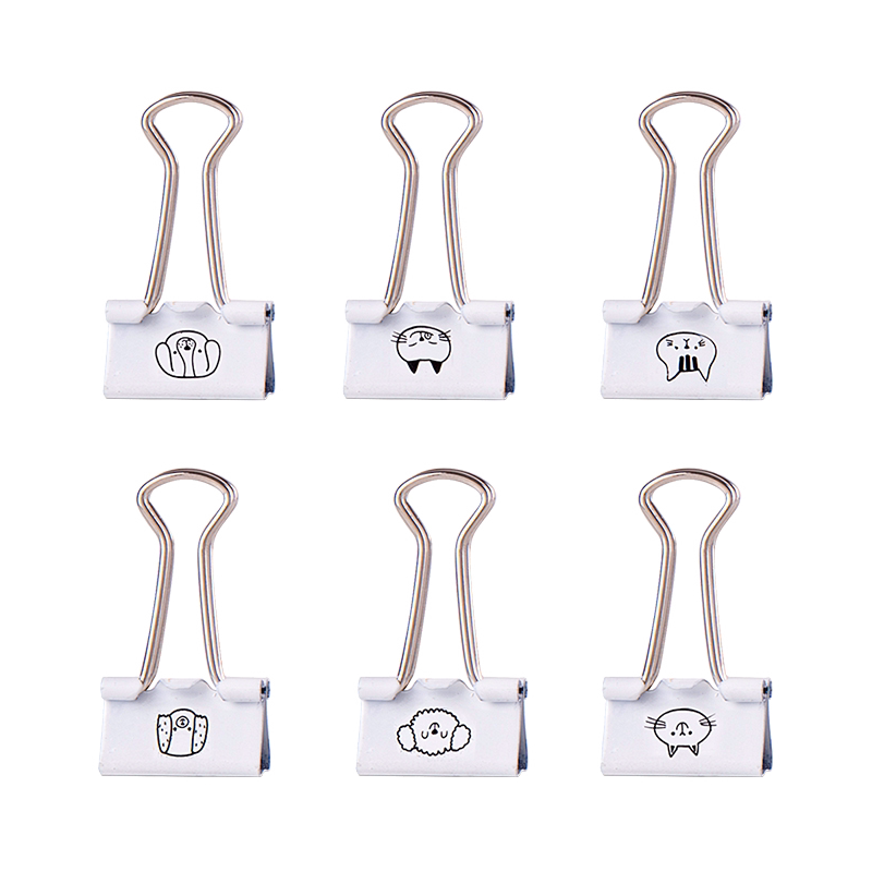 得力长尾夹彩色印花长尾夹文件夹子燕尾夹铁票夹可爱卡通夹子学生彩色