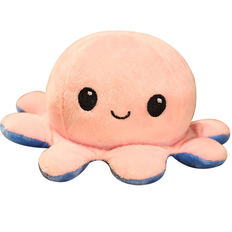 可爱翻面章鱼公仔生气双面翻转八爪鱼毛绒玩具变脸娃娃小章鱼玩偶