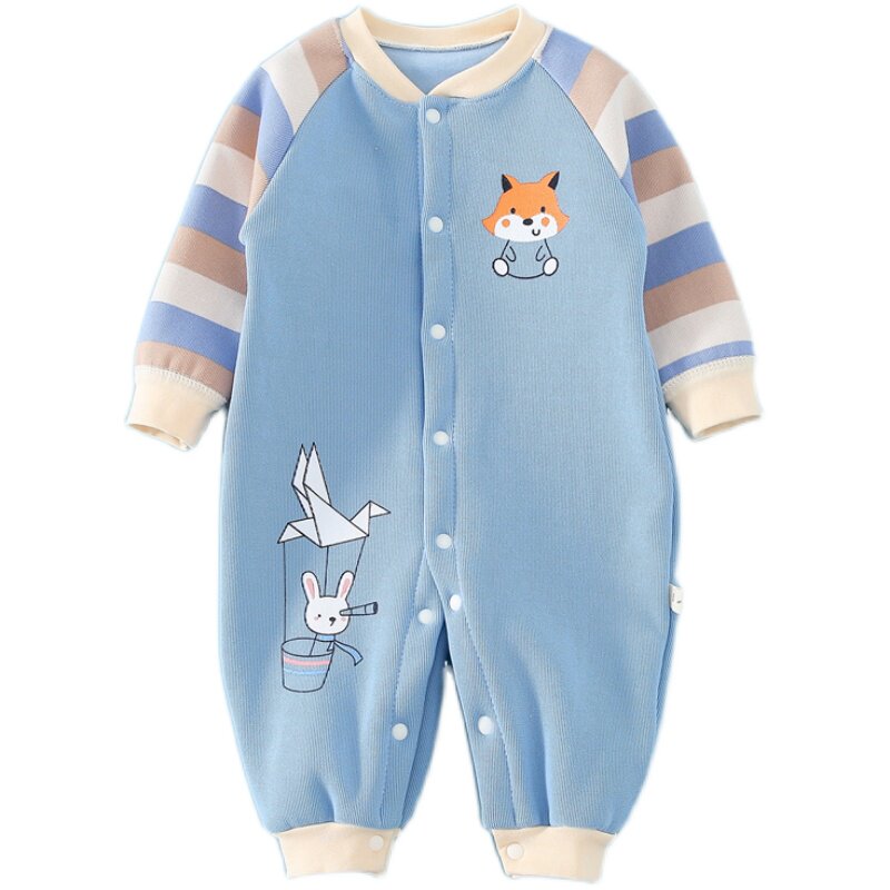 婴儿秋冬装连体衣加绒加厚爬爬服新生儿保暖哈衣男女宝宝外出网红