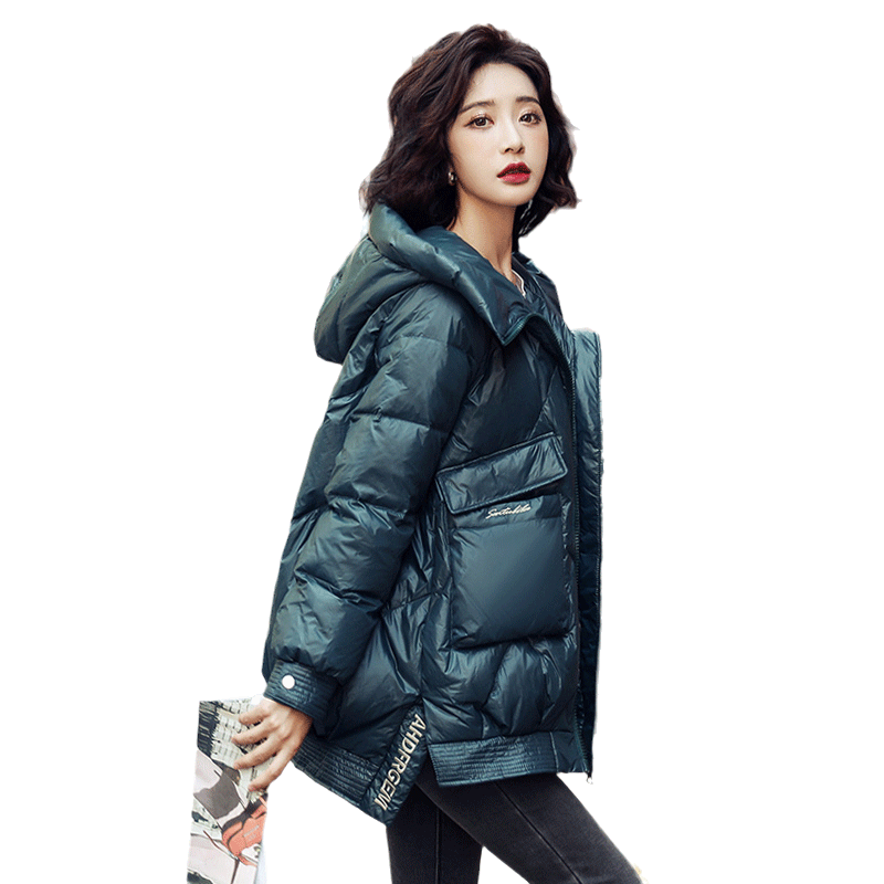 outside连帽茧型羽绒服女冬装新款短款韩版宽松保暖外套ins港风潮