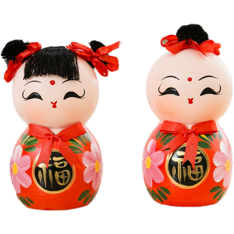 创意手工陶瓷幸福美满彩绘情侣娃娃摆件结婚礼物福娃摆件家居摆件