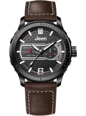 jeep吉普手表男商务皮带时尚腕表男夜光星期防水休闲石英表jpw656