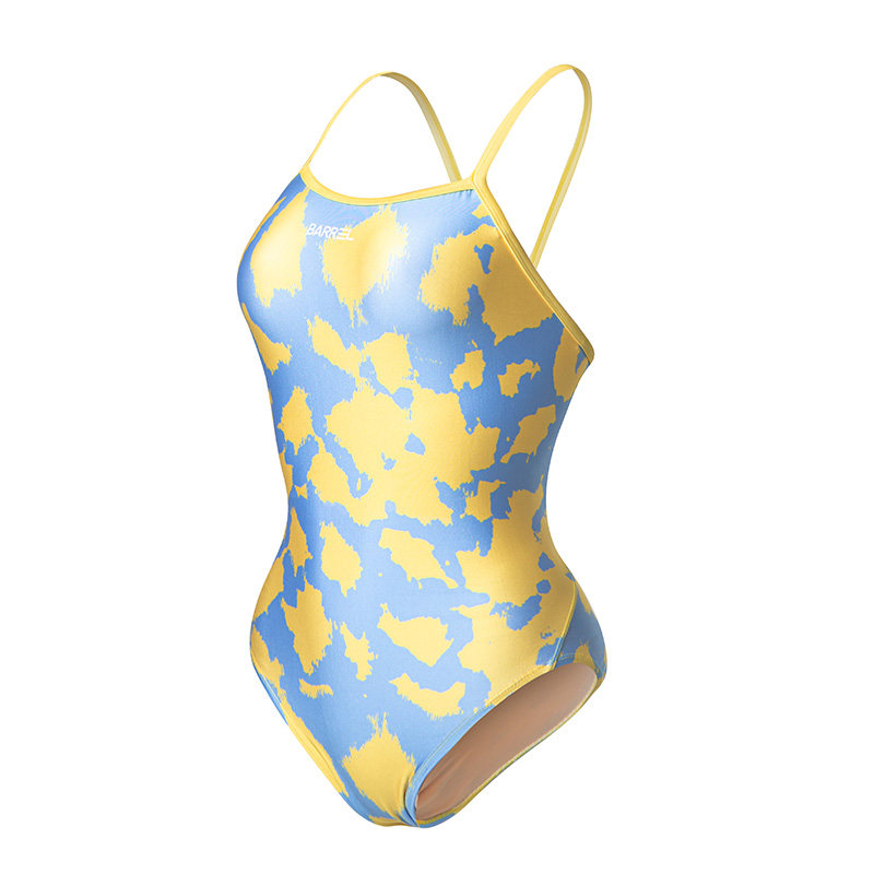 barrel2021新款专业运动训练高叉三角印花竞速连体泳衣