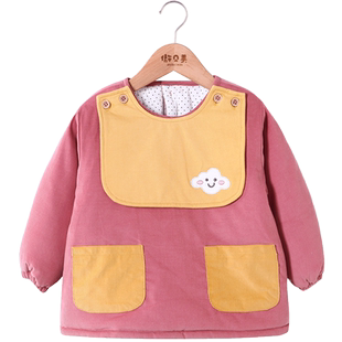 围衣罩褂外套防脏衣洋气牛仔罩衣宝宝男童长袖围兜外穿时尚透气