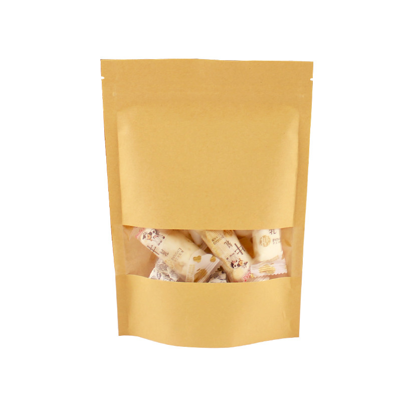 牛皮纸袋自封袋密封普洱花茶叶开窗封口收纳自立食品包装袋子定制