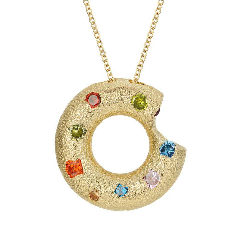 orangecube咬一口甜甜圈项链925银锁骨链毛衣链小众设计轻奢礼物