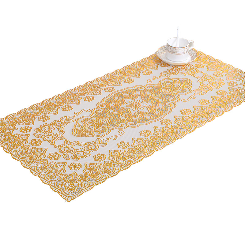 pvc烫金桌布茶几垫 杯垫防水防油免洗餐桌垫欧式台布长方盘垫包邮