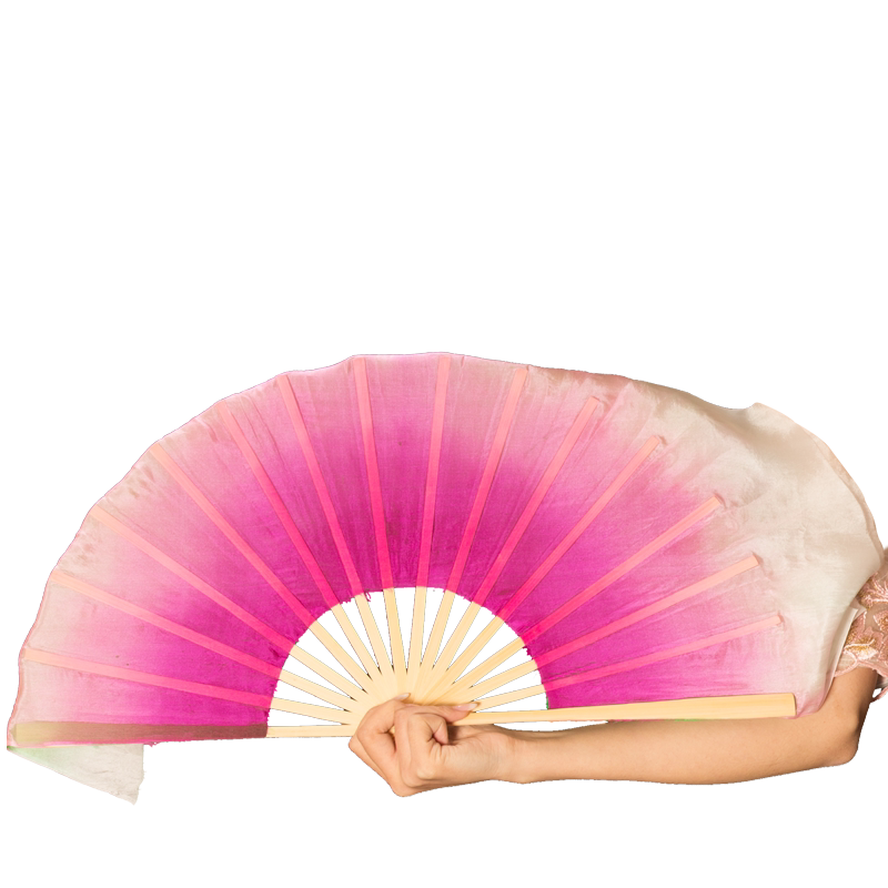 原版央视茉莉花舞蹈扇子渐变真丝双面双色儿童胶州秧歌成人跳舞扇