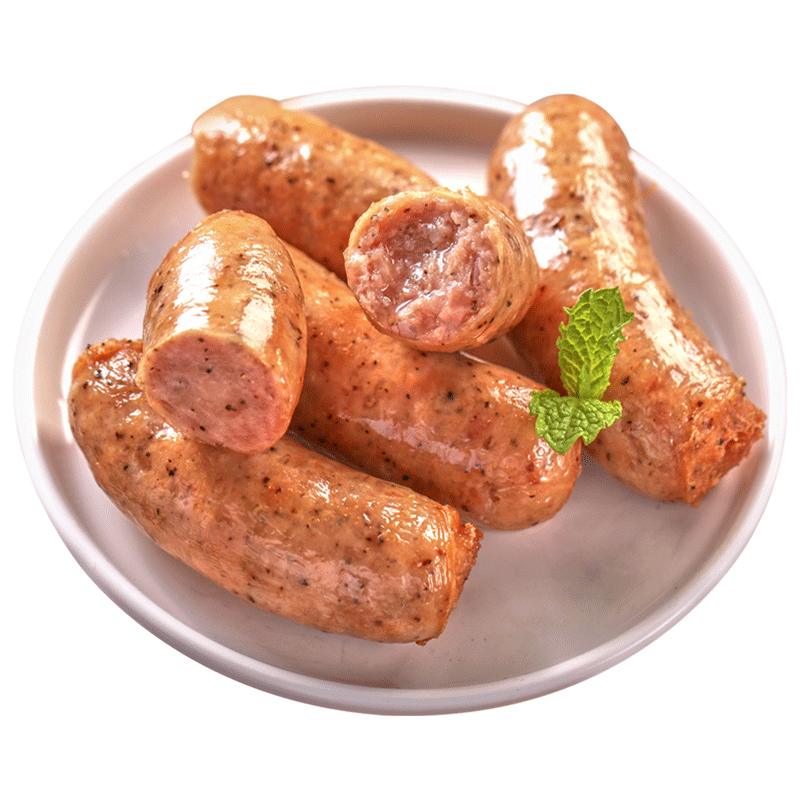 【第3件0元】火腿纯肉手工香肠热狗台湾火山石烤肠黑椒脆骨地道肠