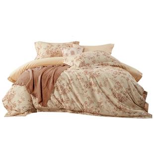 水星家纺全棉双面磨毛四件套抑菌纯棉保暖套件印花秋冬床品25新品