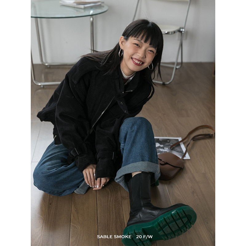 sablesmoke短款灯芯绒外套女秋冬百搭宽松韩版炸街港风bf长袖上衣