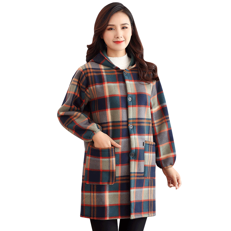 护衣罩衣大人加绒厚厨房防油时尚工作服外穿长袖围裙外套女士冬季