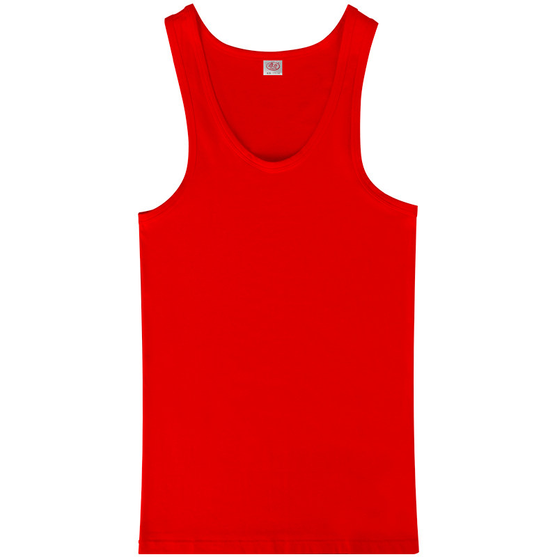 浪莎红背心男本命年纯棉男士汗衫打底内穿老头衫无袖红色牛年结婚