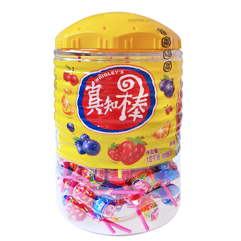 真知棒 棒棒糖大桶装108支混合水果味1020g小零食儿童怀旧糖果