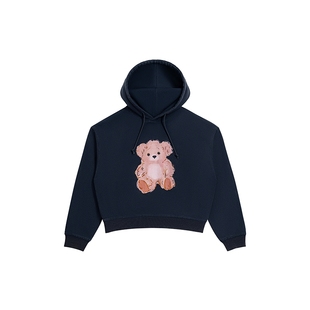 CALLED BACK 2025秋季趣味饭团熊卫衣女刺绣logo宽松连帽长袖上衣