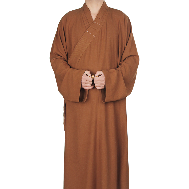 紫忧花棉麻僧服长褂佛衣男女春夏秋季僧衣大褂长衫和尚服僧袍长袍