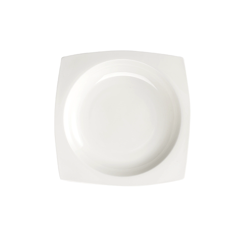 纯白色骨瓷盘菜盘子家用方形陶瓷白瓷盘深盘8英寸微波炉盘子餐具