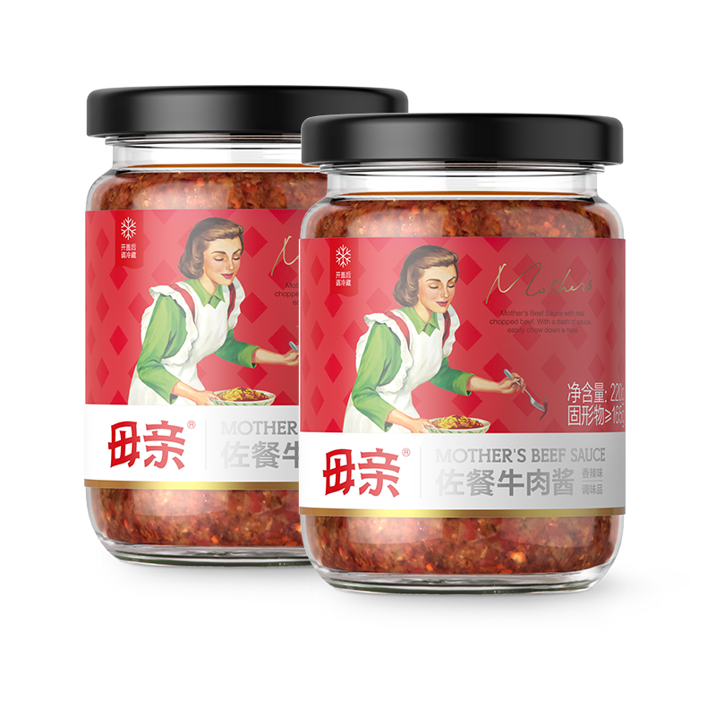 母亲佐餐牛肉酱220g*2瓶蜀香香辣味下饭酱拌意面拌饭调味酱料 - 天猫