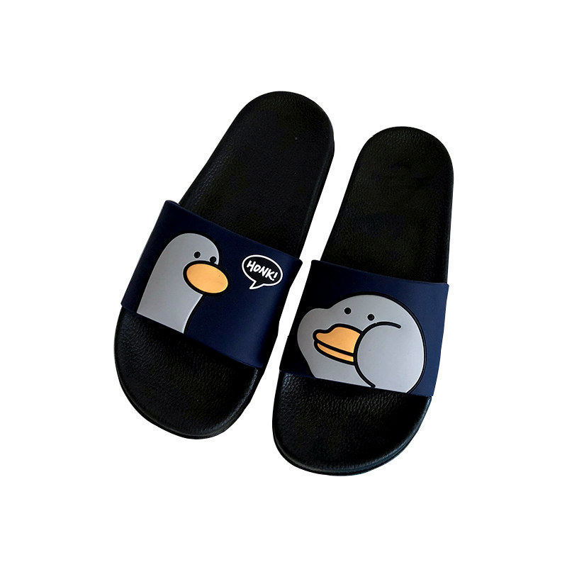 2020春季新款双鹅拖鞋男韩版潮流百搭卡通学生室外家用防滑一字拖