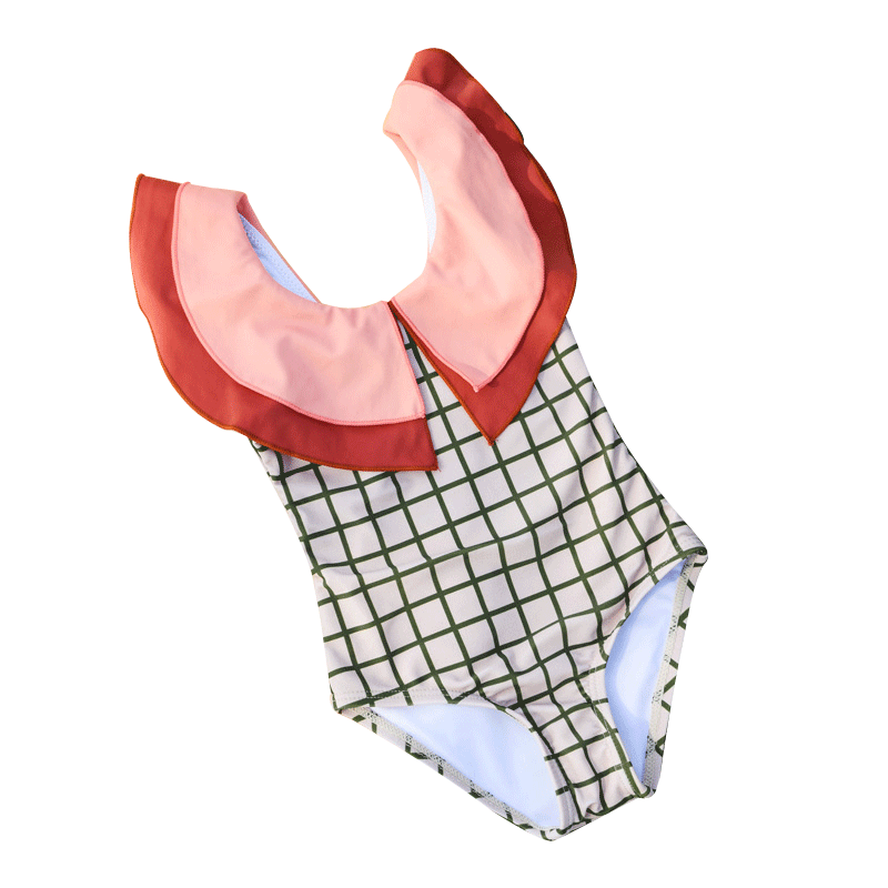 爱多尔2021年新款儿童泳衣女三角连体女童游泳衣可爱宝宝夏季泳装