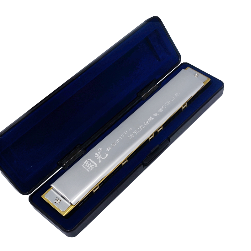 上海国光牌重音口琴高级成人28孔复音c调专业演奏乐器初学者入门