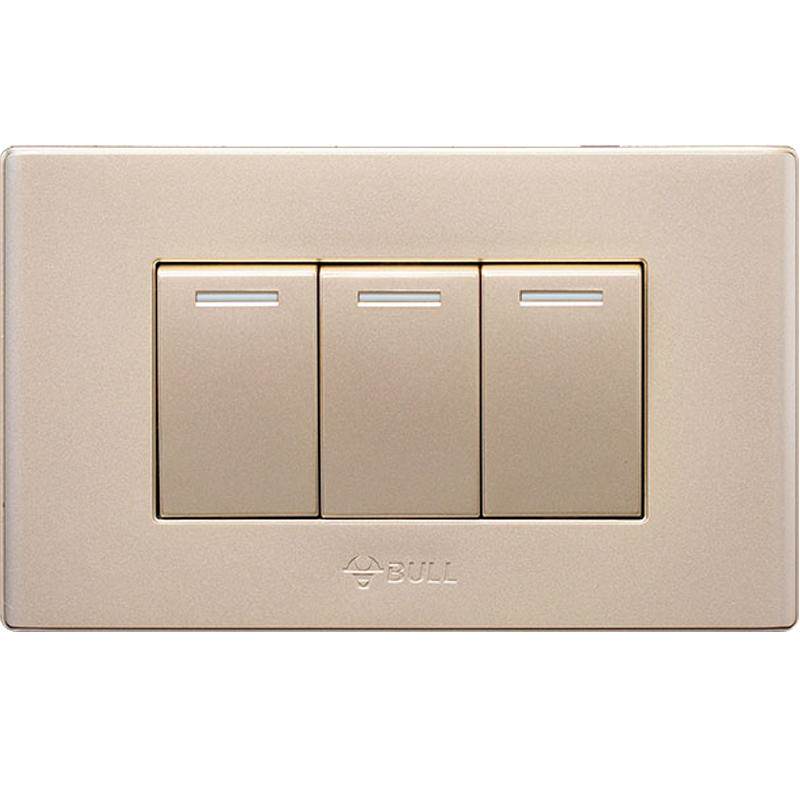 公牛开关插座118型家用面板一二三四五六七八开双控双联香槟金色