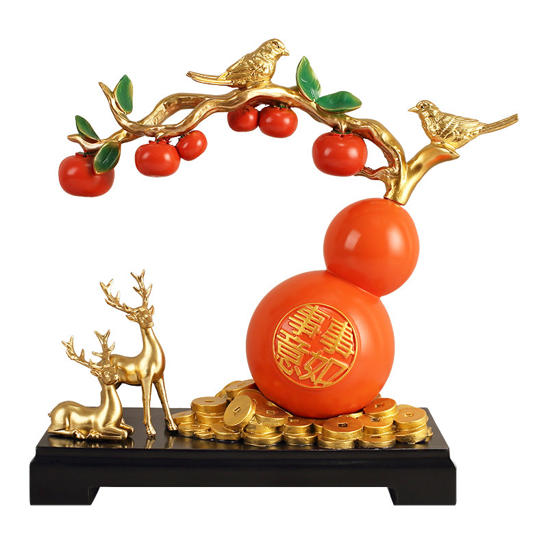 新中式事事如意柿子葫芦摆件客厅玄关电视柜酒柜乔迁新居礼品礼物