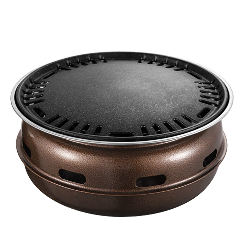 韩式烧烤炉家用无烟室内日式碳烤炉户外商用烤肉锅圆形木炭煎肉锅