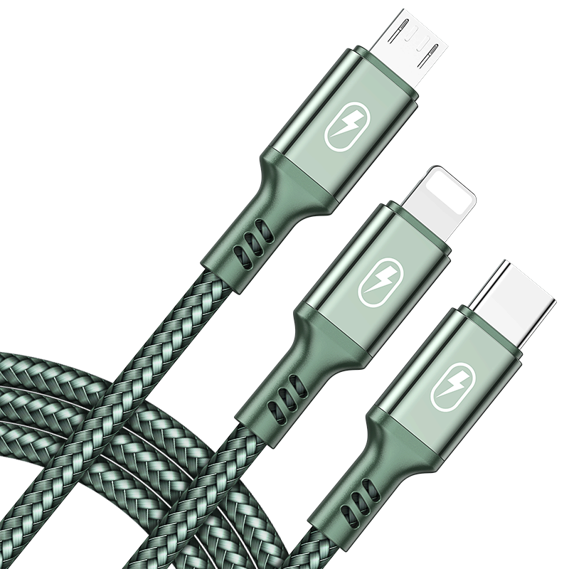 尊客数据线三合一充电线器手机快充一拖三多头苹果安卓二合一type c