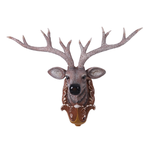 招财鹿头创意新中式墙壁挂件壁挂