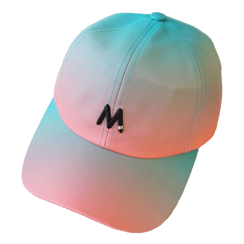 渐变色m标棒球帽ins字母刺绣遮阳街头潮人防晒帽子女韩版潮鸭舌帽