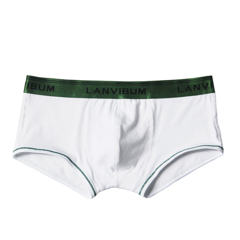 2条装平角内裤男士纯棉低腰大u凸囊袋性感纯白色裤衩子韩版贴身潮-三
