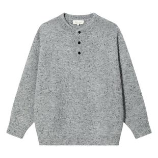 CLIMAX VISION圈圈纱松弛感亨利领套头毛衣外套含绵羊毛针织衫