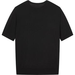 [黑支线]速写男装早春新款短袖修身针织衫绵羊毛柔软舒适通勤