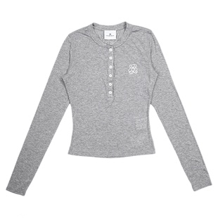 Called Back长袖针织打底女2025初秋新款修身显瘦灰色薄款上衣女