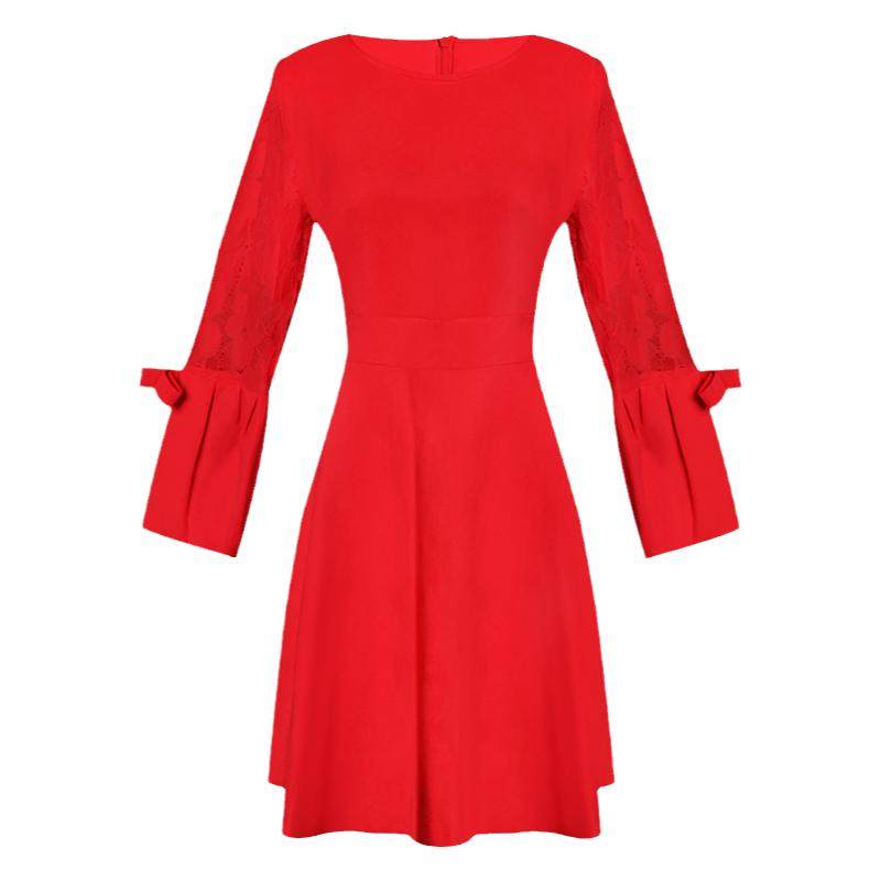 红色小个子打底连衣裙高级感气质女装2022新款春季本命年礼服裙子