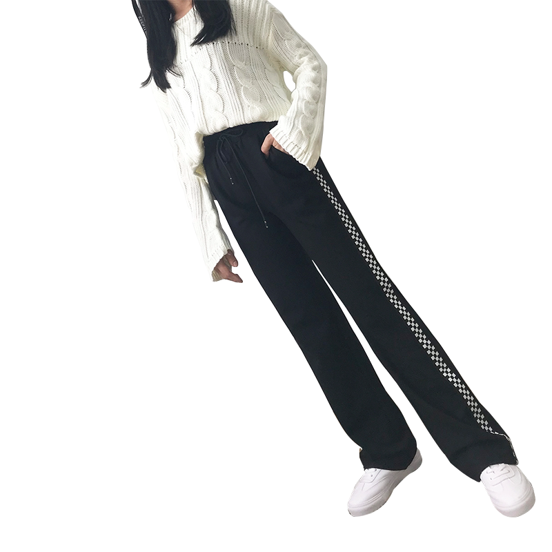 垂感阔腿裤女春秋宽松显瘦cec直筒裤秋季坠感休闲裤子高腰运动裤