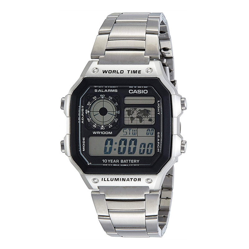 卡西欧casio ins复古多功能不锈钢表带运动电子男表ae-1200whd-1a