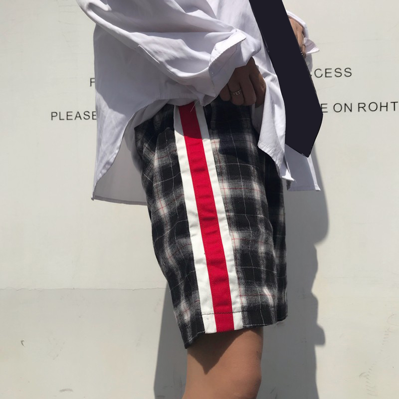 夏季韩国ins简约复古原宿bf风格子直筒拼接休闲学生短裤男女情侣|ruв категории Женская одежда, брюки, брюки - от Buy2taobao.com для оказания профессиональной услуги покупки агента Taobao