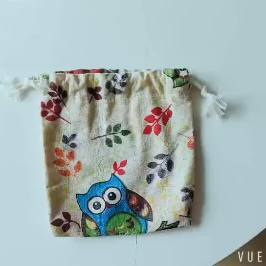 qetesh custom design cotton drawstring cotton gift bag