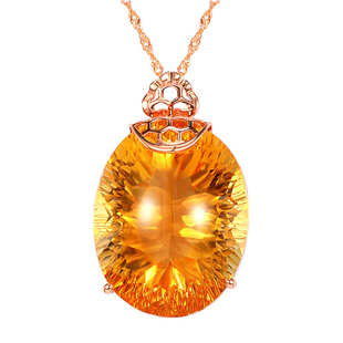 欧采妮珠宝 18k玫瑰金黄水晶吊坠项链简约气质设计师小众轻奢定制 券