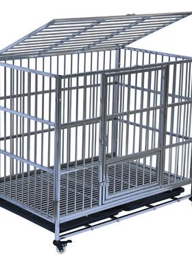 不锈钢狗笼子小中大型犬家用室内外带厕所泰迪金毛萨摩宠物狗笼