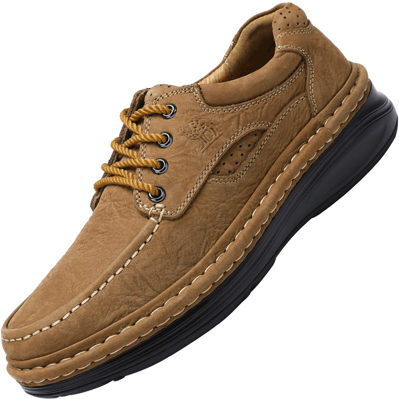 骆驼男鞋 2019冬季真皮户外工装鞋圆头休闲鞋手工鞋厚底男士皮鞋