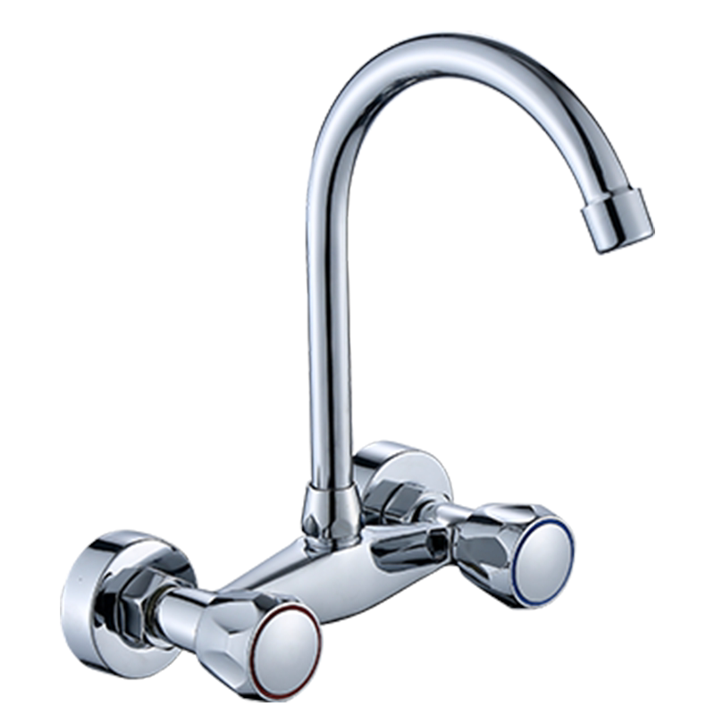 厨房入墙式水龙头冷热 全铜水池阳台洗衣池洗菜盆双把双孔混水阀