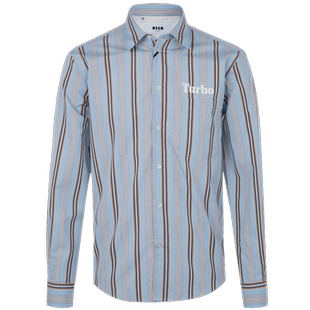 msgm简洁英文logo设计蓝色棉质衬衫